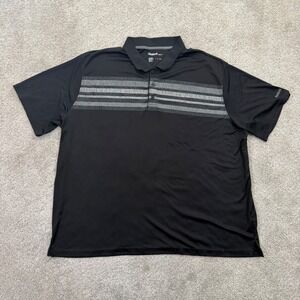 Reebok Golf Mens 4XL Black Striped Performance Polo Shirt Short Sleeve Stretch